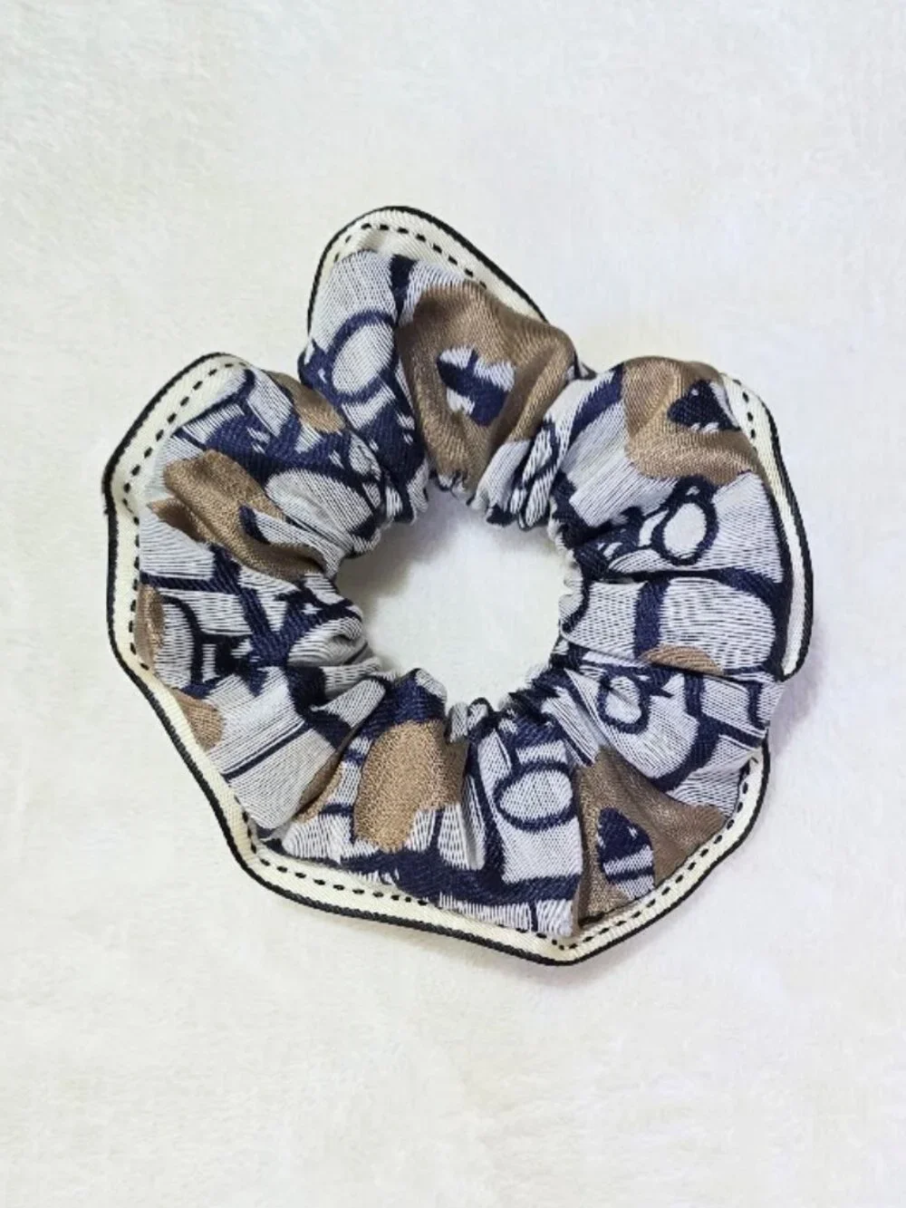 Christian Dior Elegant Navy & Gold Hair Scrunchie, Brand New